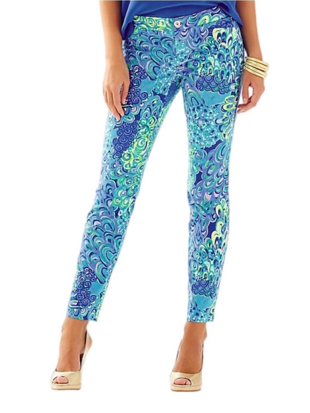Lilly Pulitzer Blue & Teal Printed Skinny Pants